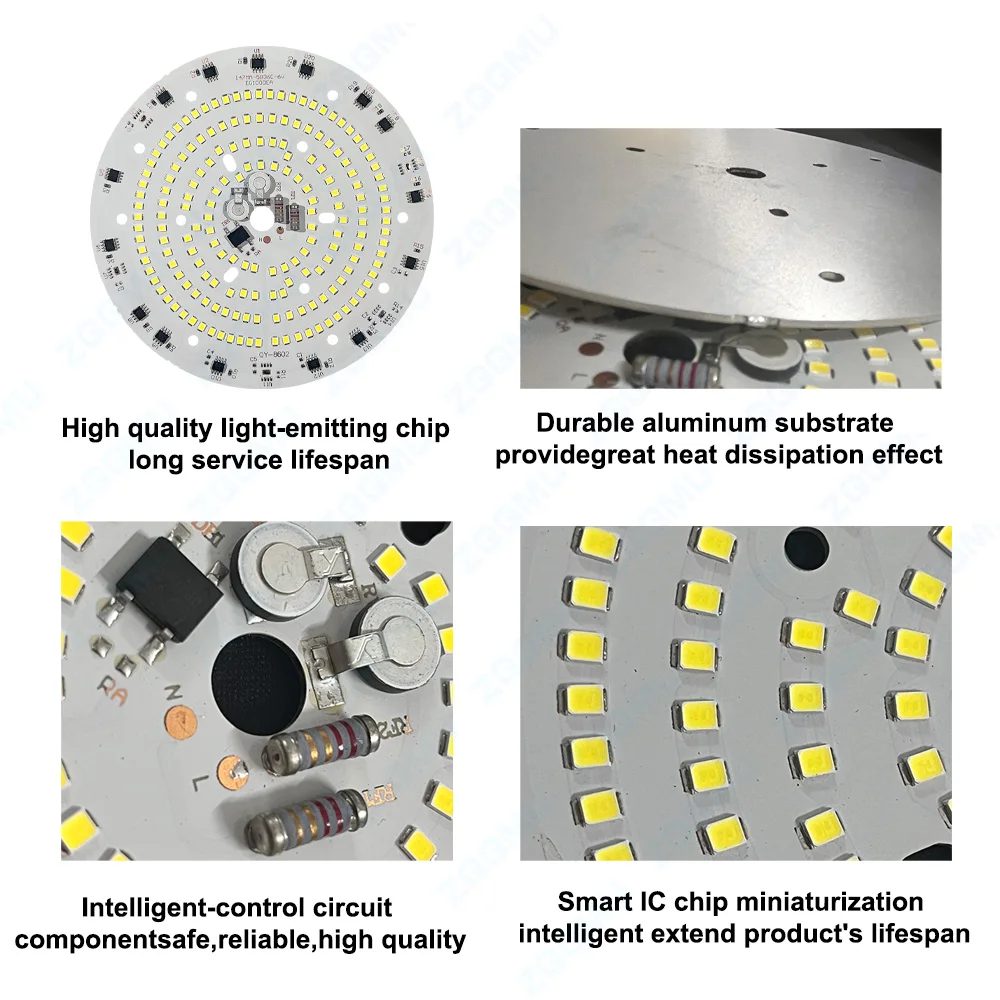 Płytka PCB LED o dużej mocy 150W 100W 80W 50W 40W 24W 18W 15W 220V Bez sterownika do samodzielnego zamiennika lamp przemysłowych i górniczych