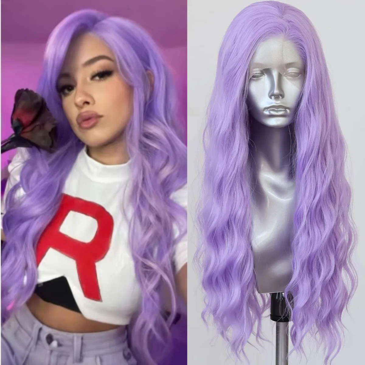 الضوء الأرجواني مجعد الدانتيل الباروكة الأمامية فضفاضة موجة عميقة شعر مستعار أمامي شعري طبيعي 13x4 HD الدانتيل الباروكة الاصطناعية تأثيري ل Wemon