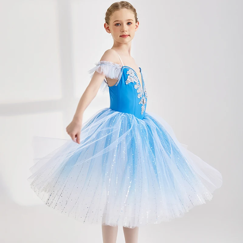 

hot selling Kids Girls Children Women Adult Performance Wear Blue Ballet Tutu Costumes