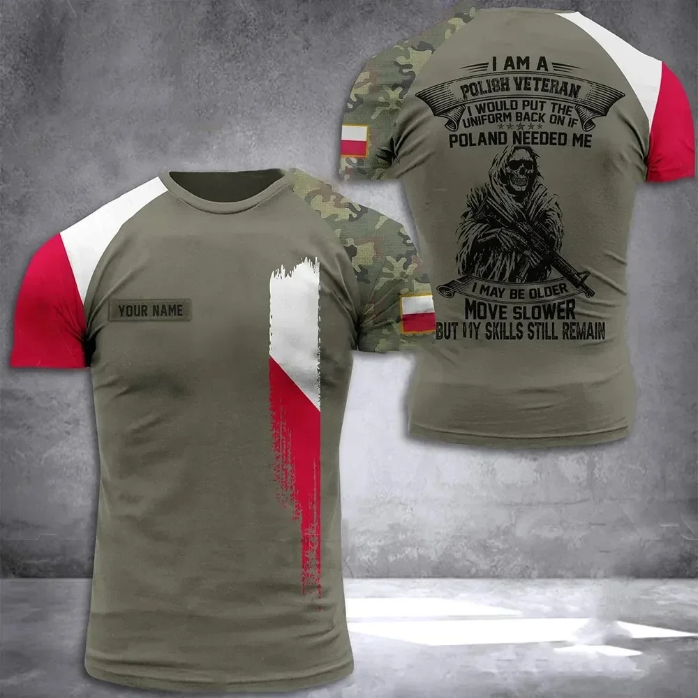 تي شيرت رجالي العلم البولندية التمويه طباعة ثلاثية الأبعاد التي شيرت الرجال النساء موضة تي شيرت س الرقبة قصيرة الأكمام بلايز تيز Polska تي شيرت الذكور #4