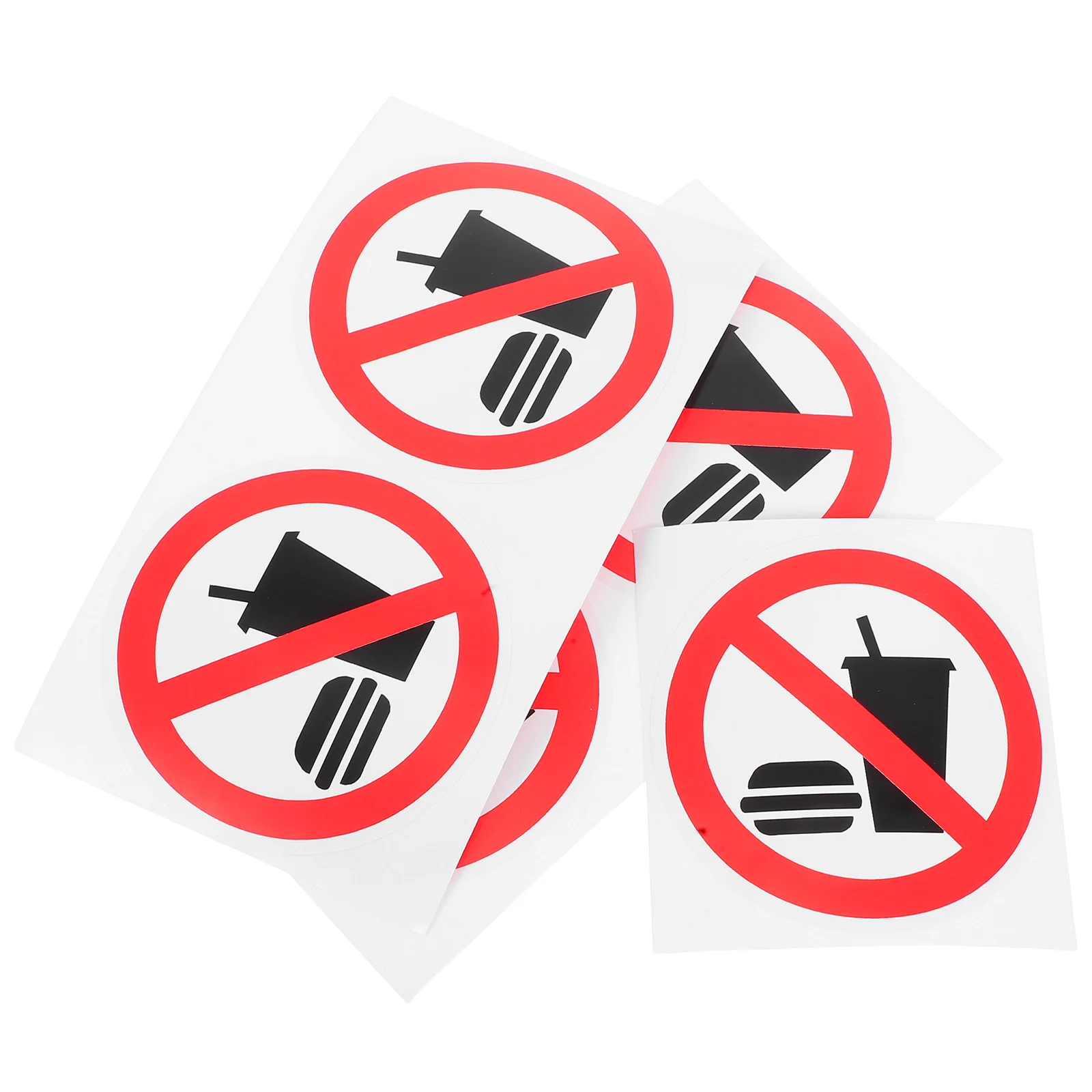 5Pcs No Food Drinks Prohibition Sign Sturdy Adhesive Workplace Safety Decal for Office Kitchen Warehouse Clear Communication