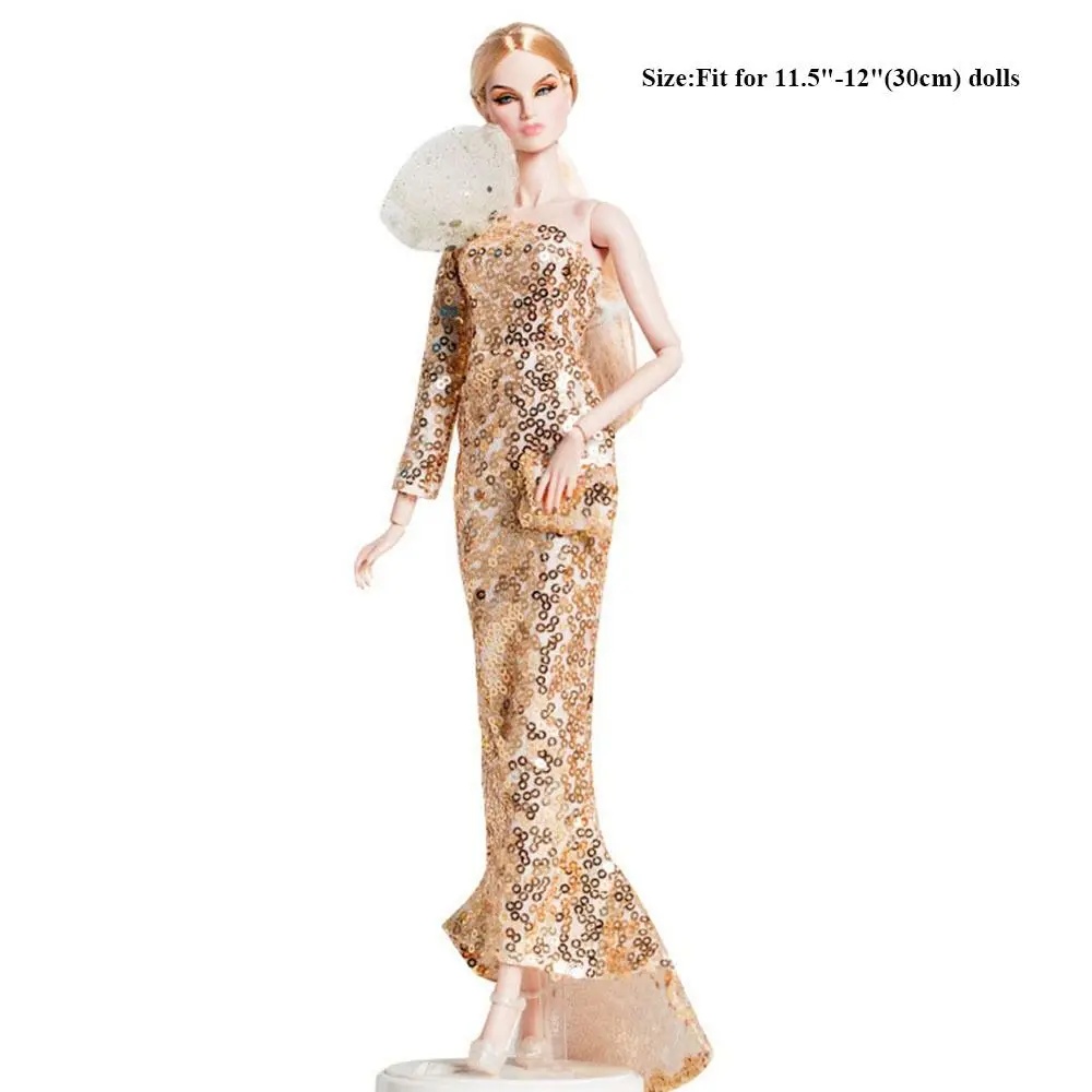 New European Lace Golden Dress Set Fashion 6 Styles Girls Sequin Dresses DIY Wedding Dresses for 30cm BJD Doll