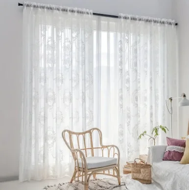 Modern Light Luxury Style New Mirror Flower French Embroidered Curtains Living Room Bedroom Balcony Blackout Curtains