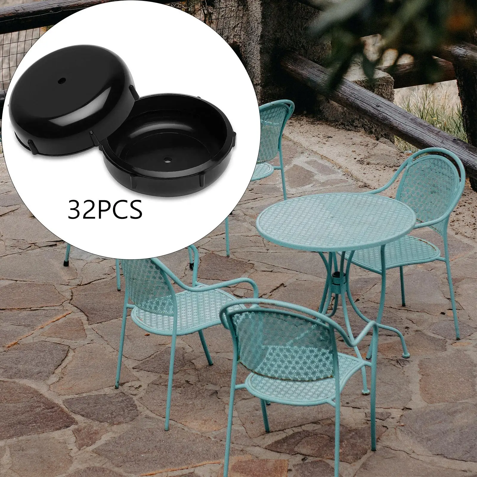 32x Replacement Leg Feet Caps Wrought Iron Patio Furniture Glides for Tables