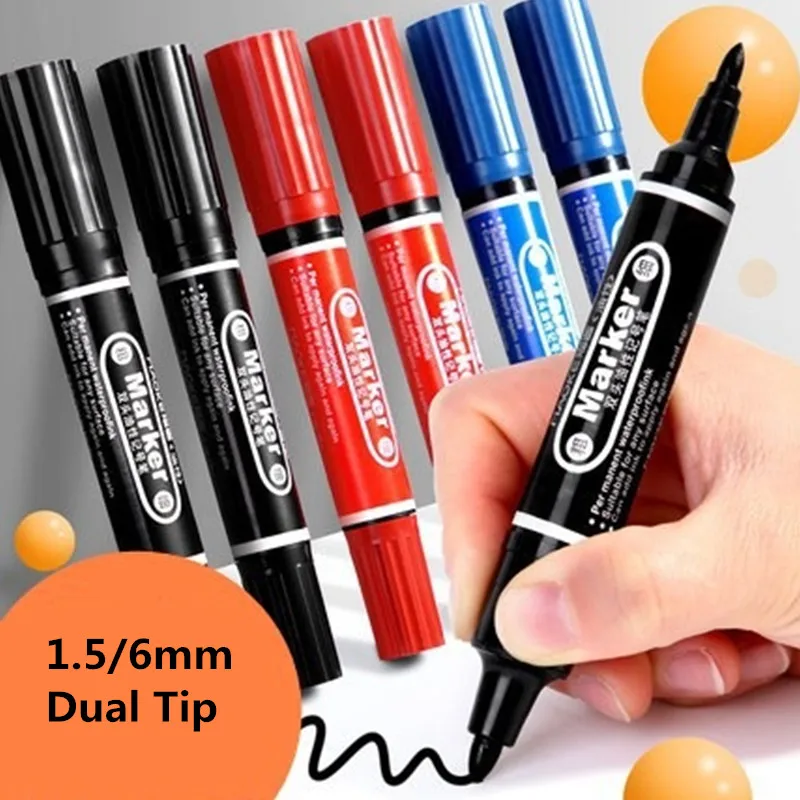 

2/6mm Dual Tip Waterproof Marker Permanent Oily Paintbrush Mark Glass Fabric Tires CD Pen Artist Drawing Writing Stationery MP35