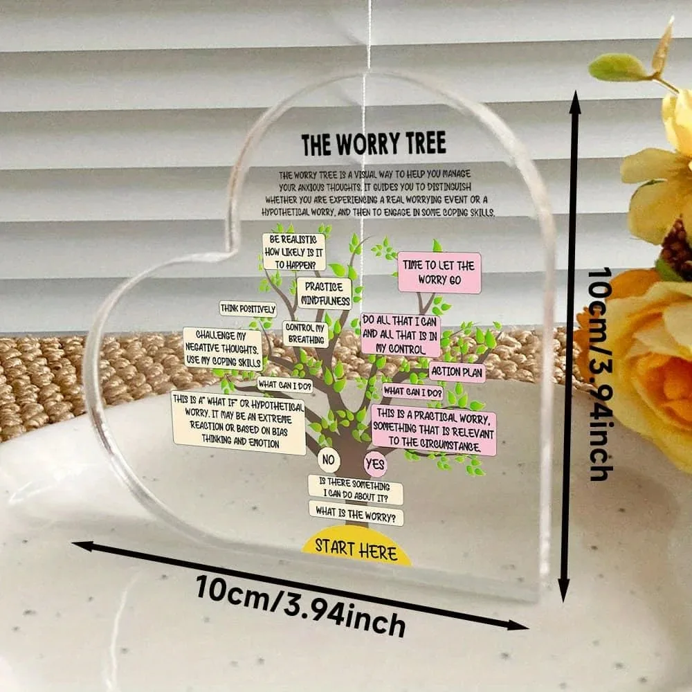 CIFBUY Acrylic Worry Tree Wall Art 2D Flat Anxiety Relief Decor Unique Lady Gift Office Bedroom Kitchen Living Room Home