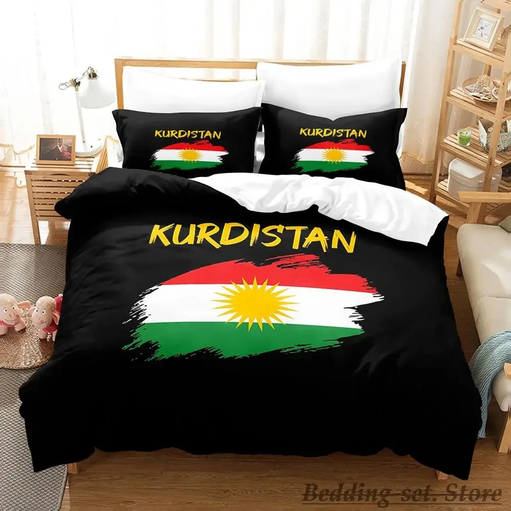 

2023 Kurdistan Flag Bedding Set Single Twin Full Queen King Size Bed Set Adult Kid Bedroom Duvetcover Sets parure de lit Bed