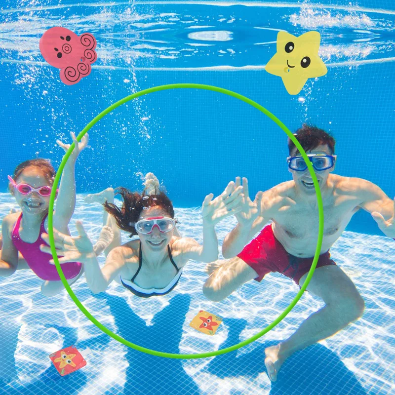 Brinquedos de água de mergulho de verão para crianças 80cm 1 conjunto anéis de brinquedo de mergulho nadar através de anéis forte resiliência melhores presentes de piscina para crianças