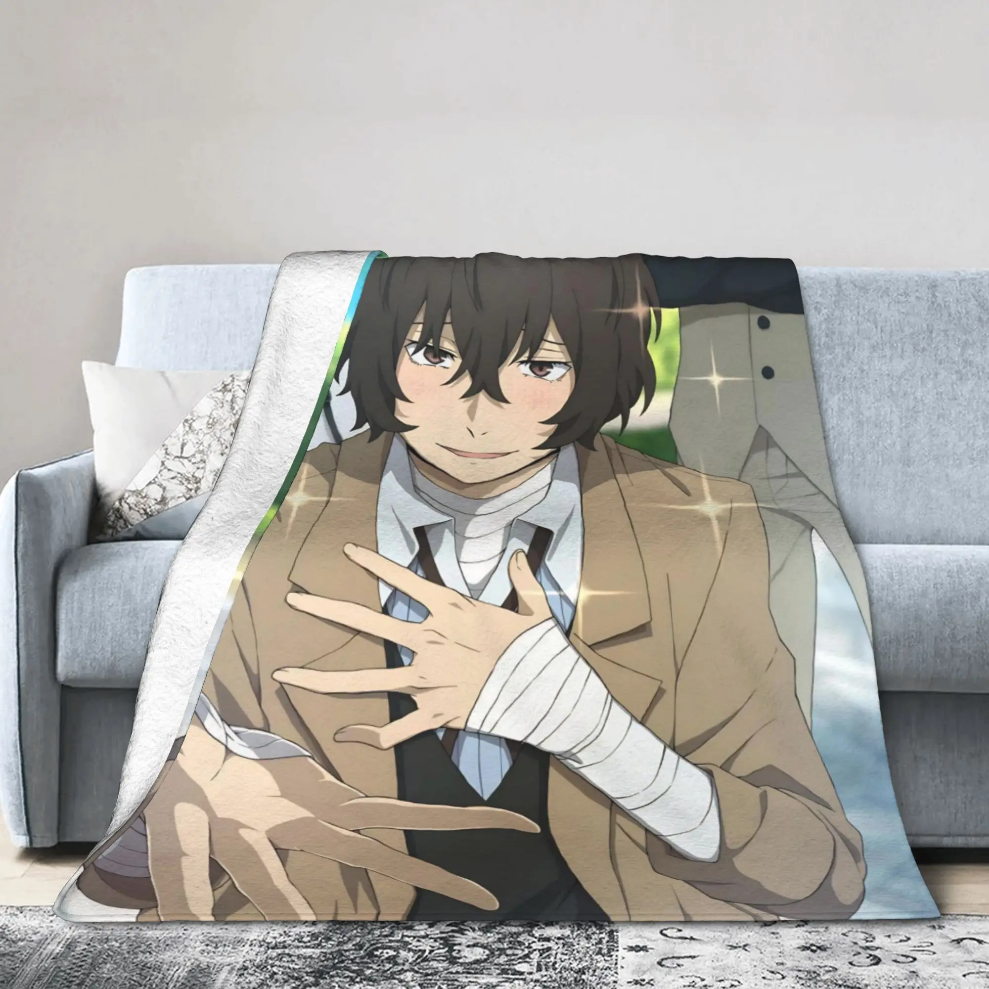 Dazai Bungo Stray Dogs   Blanket Quality Warm  Bedding Throws Autumn Kids Adult Bedroom Fluffy Bedspread