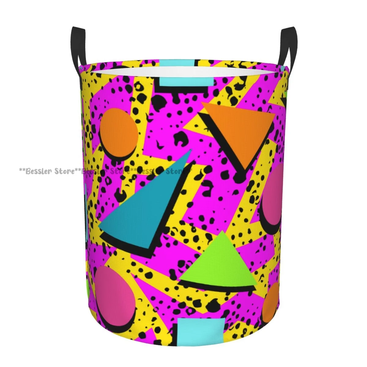 Abstract Colorful Geometry Pattern Waterproof Storage Bag Household Dirty Laundry Basket Folding Bucket Clothes Organizer