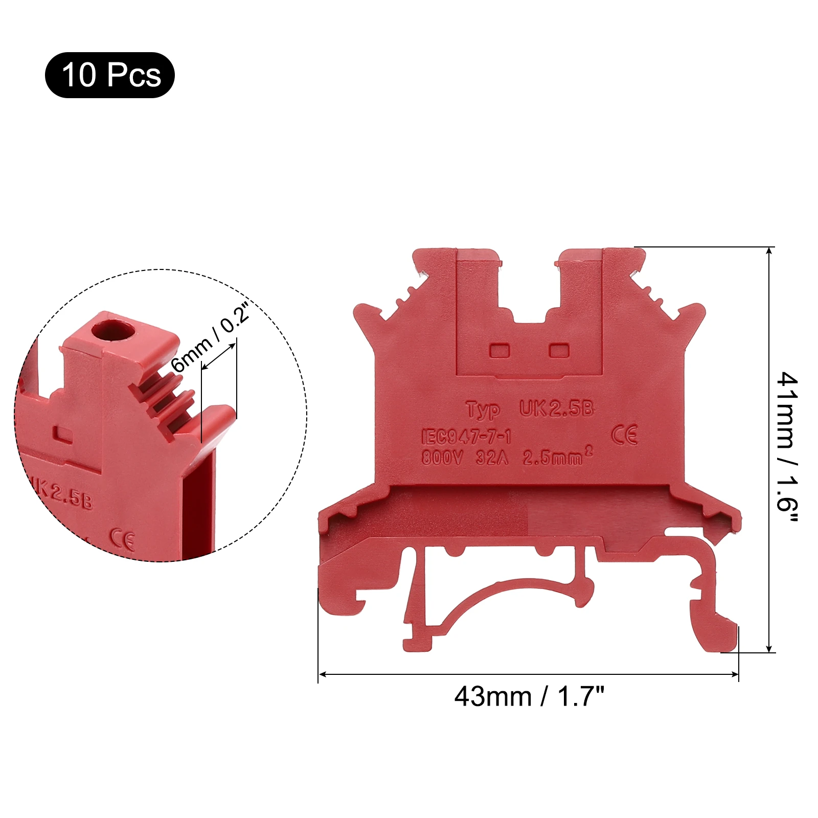 10-100Pcs Terminal Block UK-2.5B Rail Mount Fuse Holder Screw Terminal Block Wire End Bracket Stopper Din Rail Screw for Circuit