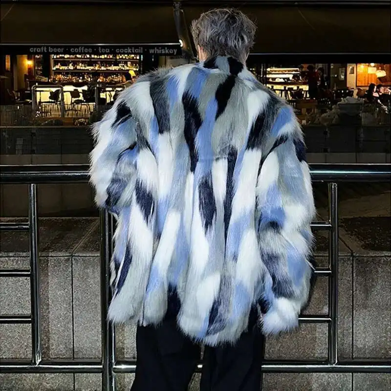 LUZHEN Imitation Fur Coat Stylish Color Contrast High End Autumn Winter Thick Warm Plush Original Designer Winter Tops LZ7988