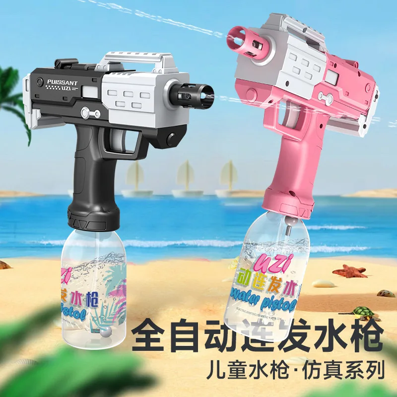 Pistola de água pulverizada uzi para crianças, pistola elétrica de alto desempenho, verão, piscina, praia, batalha, brinquedos ao ar livre
