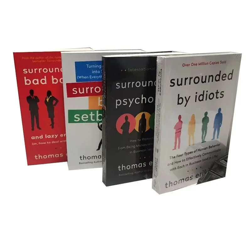 Conjunto de 4 livros de Thomas Erikson, Cercado por idiotas, por psicopatas, por contratempos, Bad Bosses, Bestseller Book in English