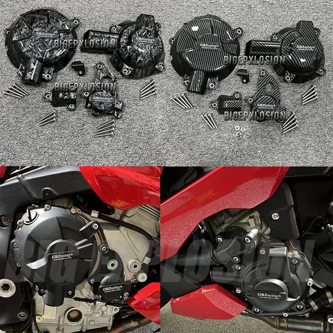 BMW S1000RR 2019-2024 & S1000R / M1000RR 2021-2024 M1000R GB 레이싱 오토바이 엔진 보호 커버 탄소 섬유 질감