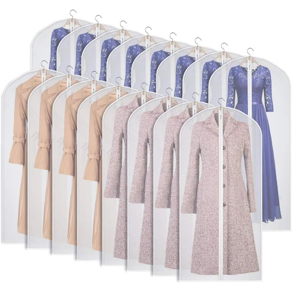

Lightweight Hanging Dress Bags Set of 16 - Full Zippered Suit Covers for Closet Storage