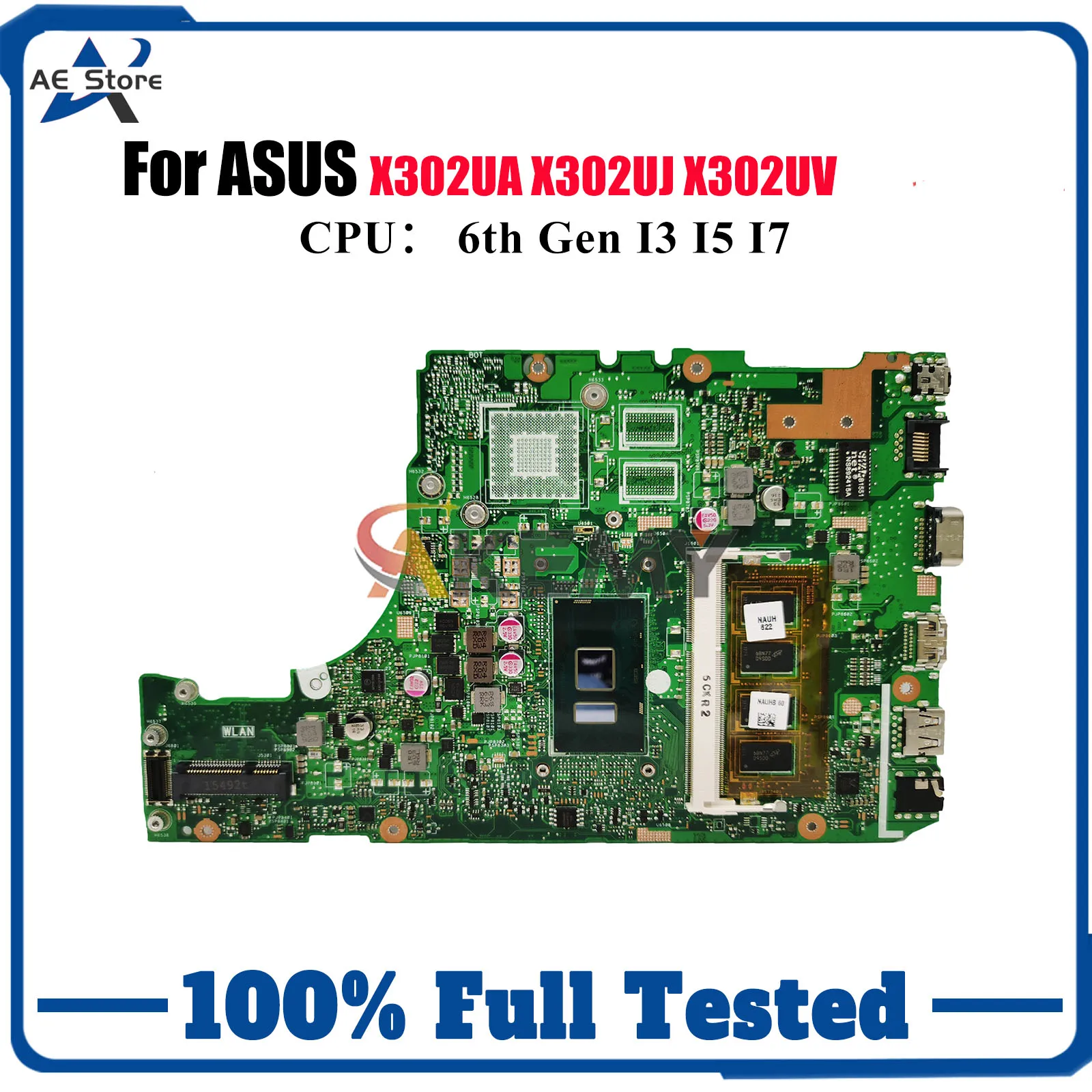 

X302UA Laptop Motherboard For ASUS VivoBook X302UA X302U X302UV X302UJ Notebook Mainboard With I3 I5 I7 CPU 100% tests OK stk