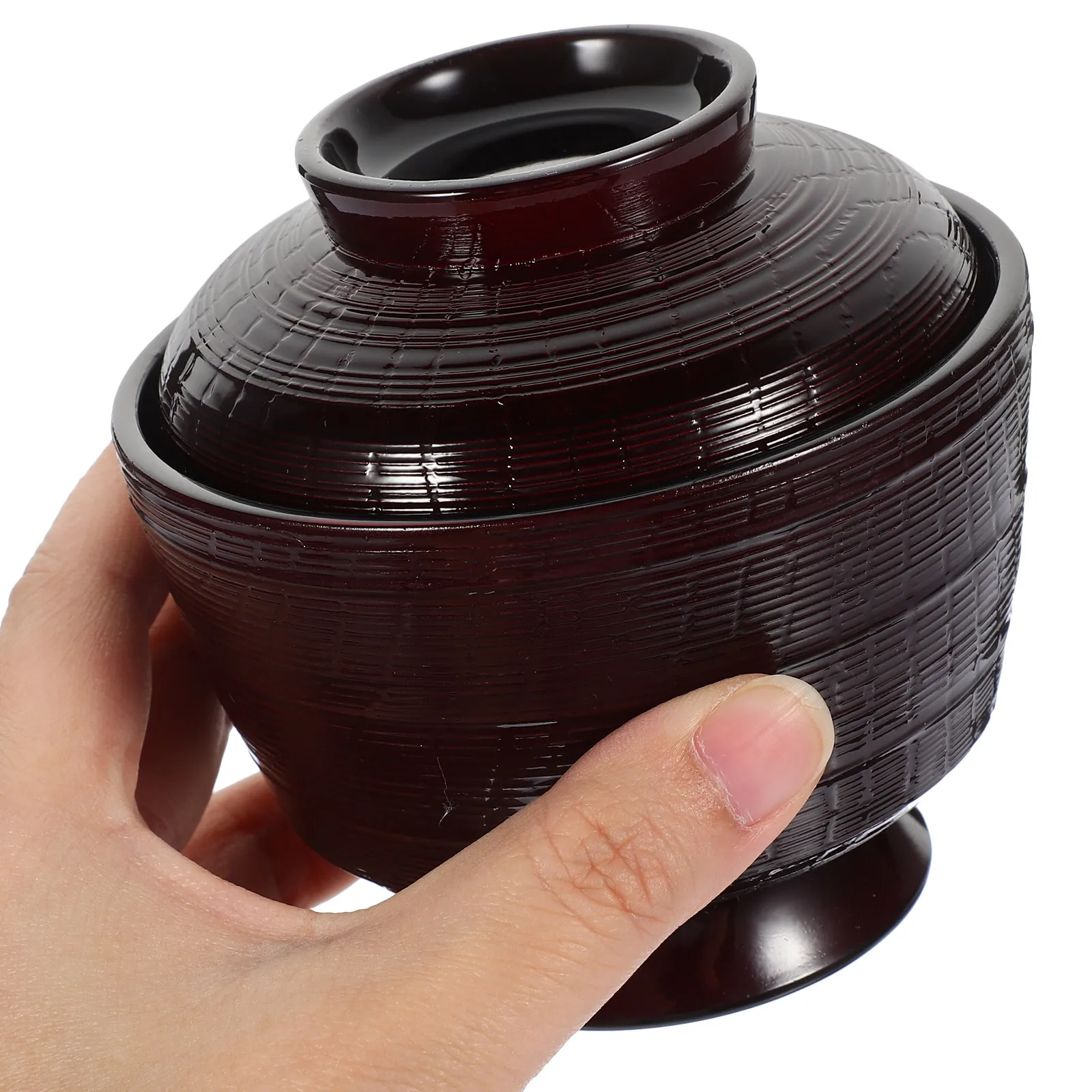 

1Set Japanese Soup Bowl Spoon Cover Reusable Plastic Rice Container Lid Kitchen Serving Japanese Rice Bowls