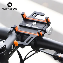 WEST BIKING Phone Holder Motorcycle Electric Scooter Cellphone Stand Aluminum Alloy CNC Smart Phone Bracket Bicycle Accessories