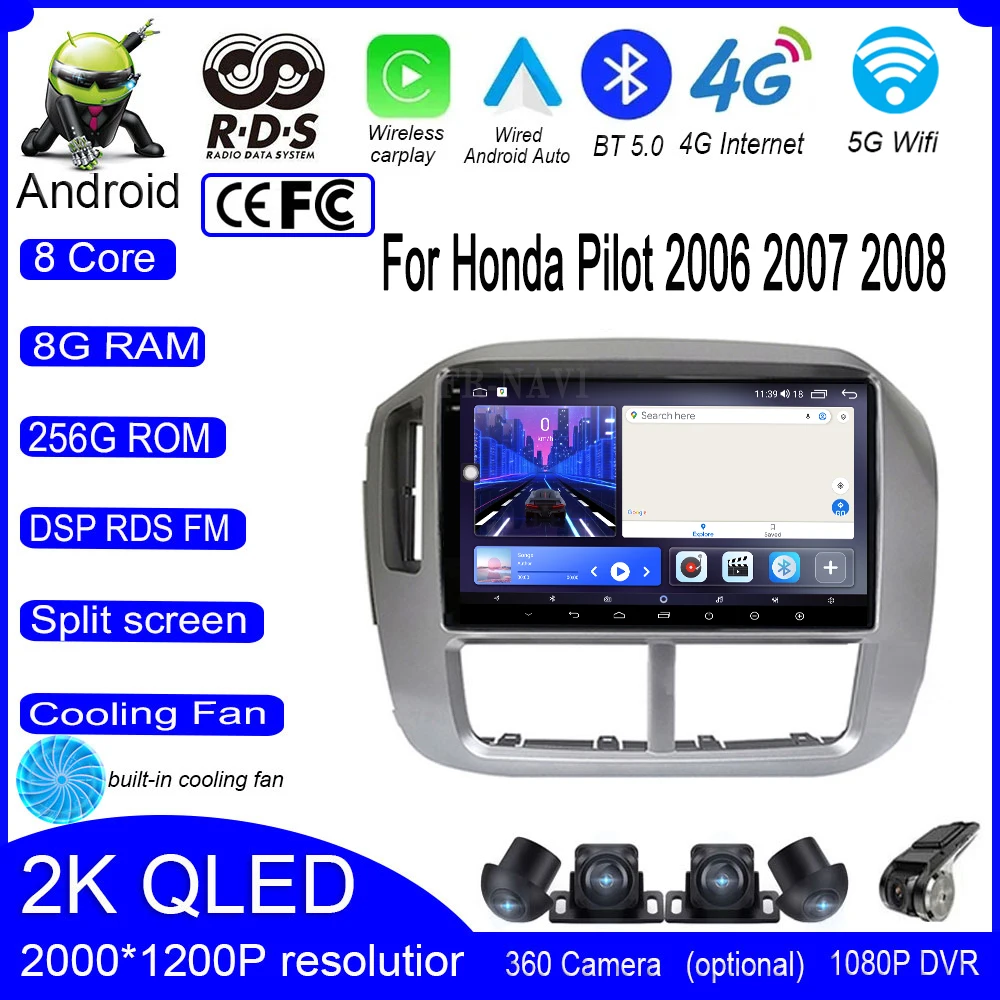 

9-дюймовый автомобильный радиоприемник для Honda Pilot 2006 2007 2008, видеомультимедийная навигация GPS IPS 4G + Wifi стерео сенсорный экран авто