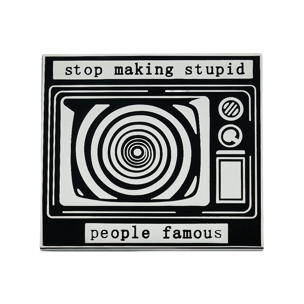 لا تجعل الحمقى الشهيرة بعد الآن بروش دوامة التلفزيون شارة أسود أبيض خط معدني دبوس أنيمي الطرفية الإكسسوارات #4