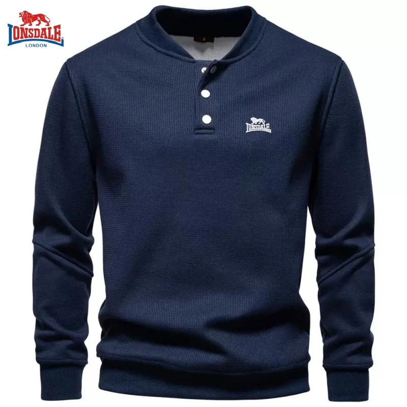 Autumn and winter men's high-quality long sleeved V-neck polo shirt, new trendy, fashionable, casual, warm and versatile top