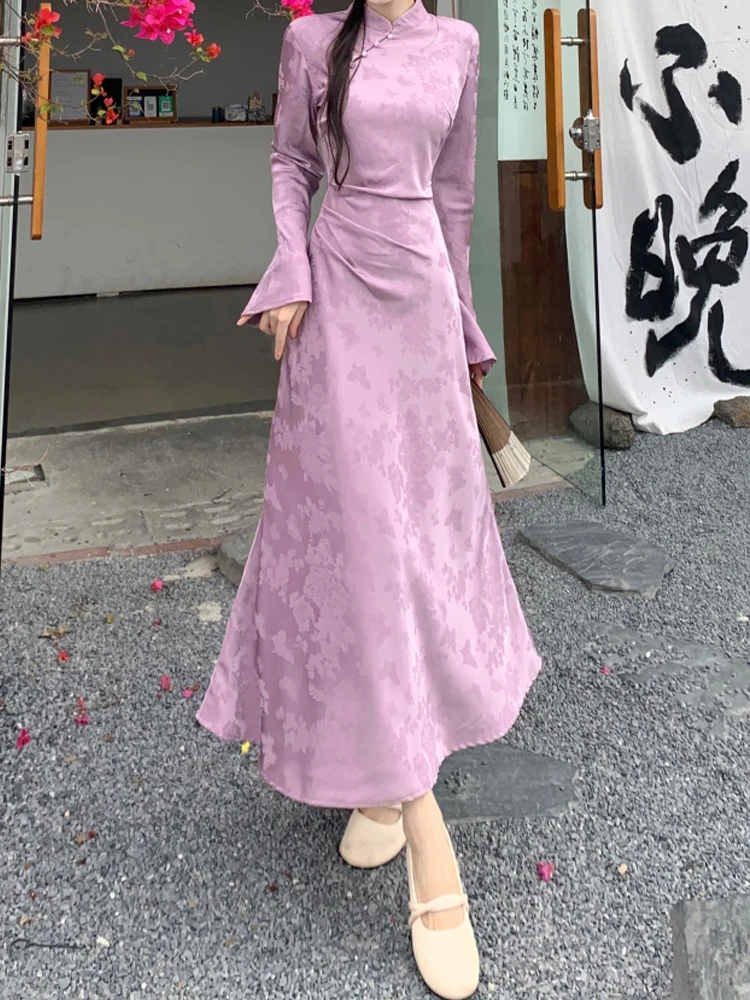 Große Damen bekleidung, neuer chinesischer Stil, verbessertes Cheong sam, abnehmendes Temperament, Taillen reduzierung, Nischen design kleid