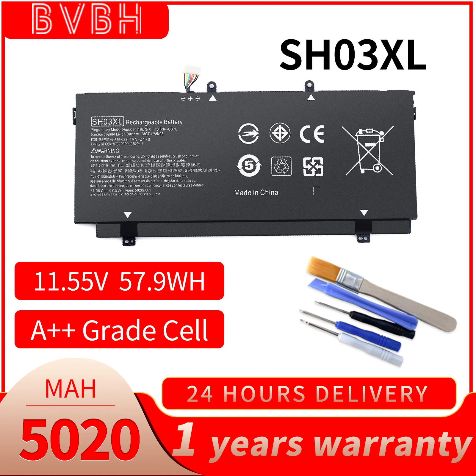 

BVBH SH03XL CN03XL Laptop Battery for HP Spectre X360 13-AB001 13-AB002 AC033DX HSTNN-LB7L TPN-Q178 57.9Wh with Free Tools