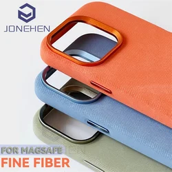 Magnetic Flannel Fiber Shockproof Leather Case For iPhone 15 14 13 12 16 17 Pro Max Slim Cover For Magsafe Wireless Charge Bag