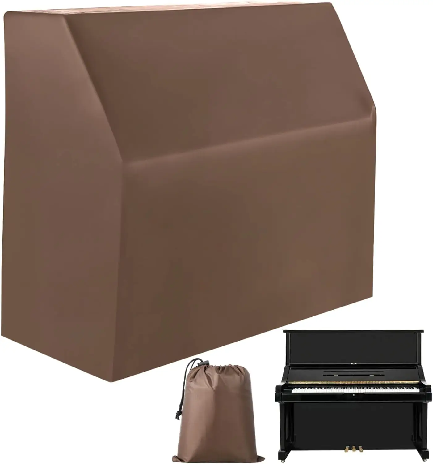 

Upright Piano Cover, Full Dustproof Waterproof, Silver-coated Oxford Fabric, Sunlight & Moisture Protection (Coffee)