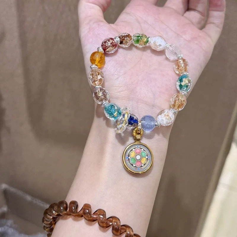 Exquisite jewelry original new gold foil glass bracelet women's thangka bracelet daily wear gift first choice