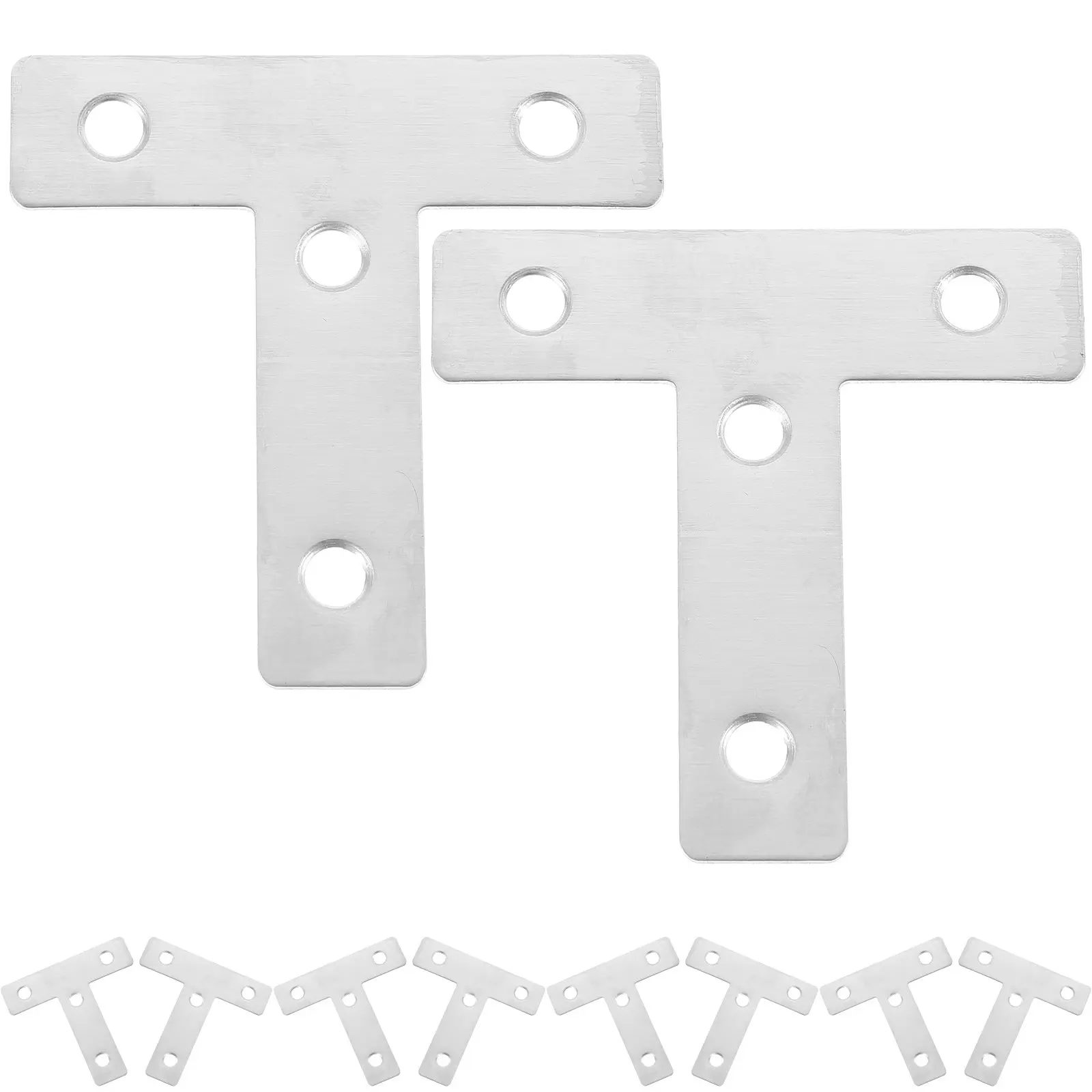 10Pcs 60x60mm Stainless Steel T-Shape Corner Bracket Angle Brace Fixed Plate for Heavy Duty Construction DIY Repair Steel Angle