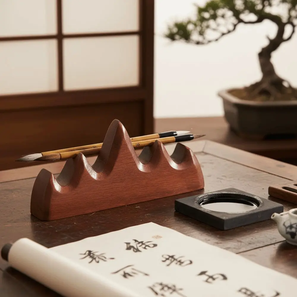 Desk Accessories Solid Wood Pen Holder Red Wood Handcrafted Calligraphy Brush Rack Premium Pen Stand Desk Organizer