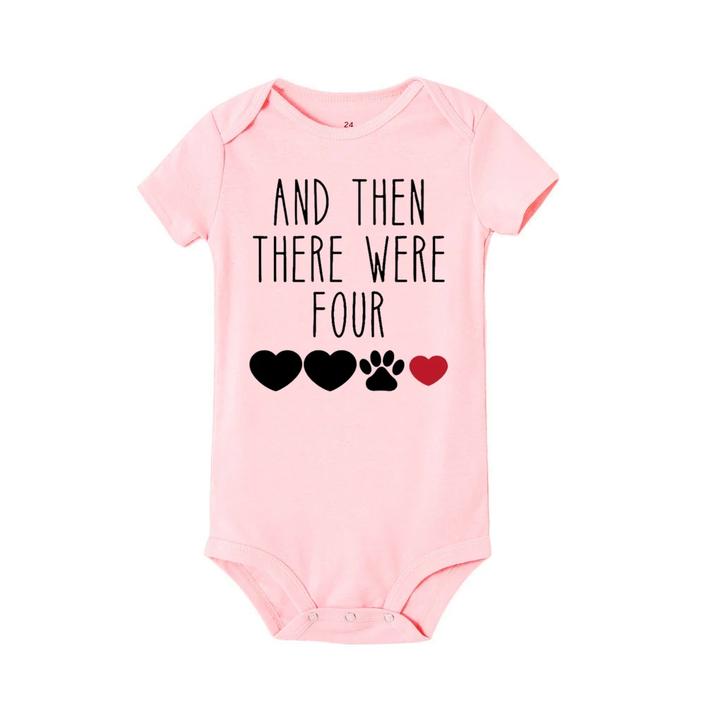 赤ちゃんの半袖ボディスーツ,妊娠発表服,幼児服,ジャンプスーツ,新生児ロンパース,私たちが4つのプリントをした後