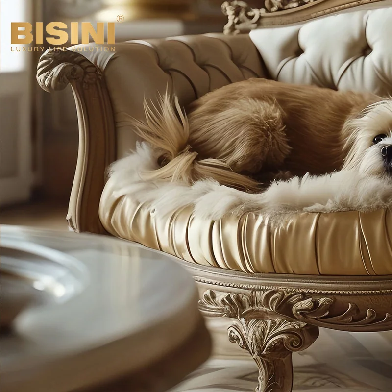 European Style Solid Wood Carved cat Villa Luxurious cat Cage Small Dog Comfortable Dog Bed cat Bed Pet Sofa