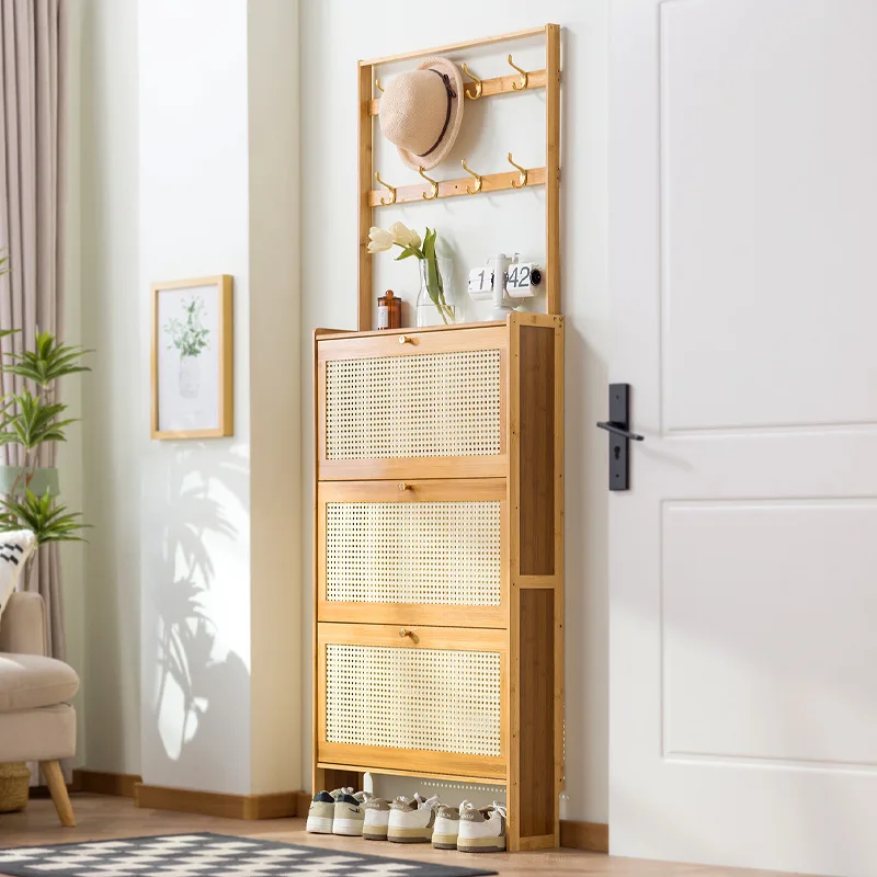 خزانة أحذية رفيعة للغاية، باب منزلي، رف أحذية دلو، سعة كبيرة، باب المدخل، تخزين المدخل، خزانة بسيطة
