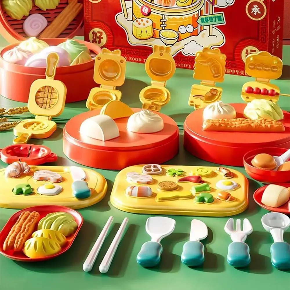Set da cucina per simulazione a tema alimentare cinese 12/24/36 pezzi Set di strumenti per plastilina con stampo in argilla colorata Set educativo non tossico