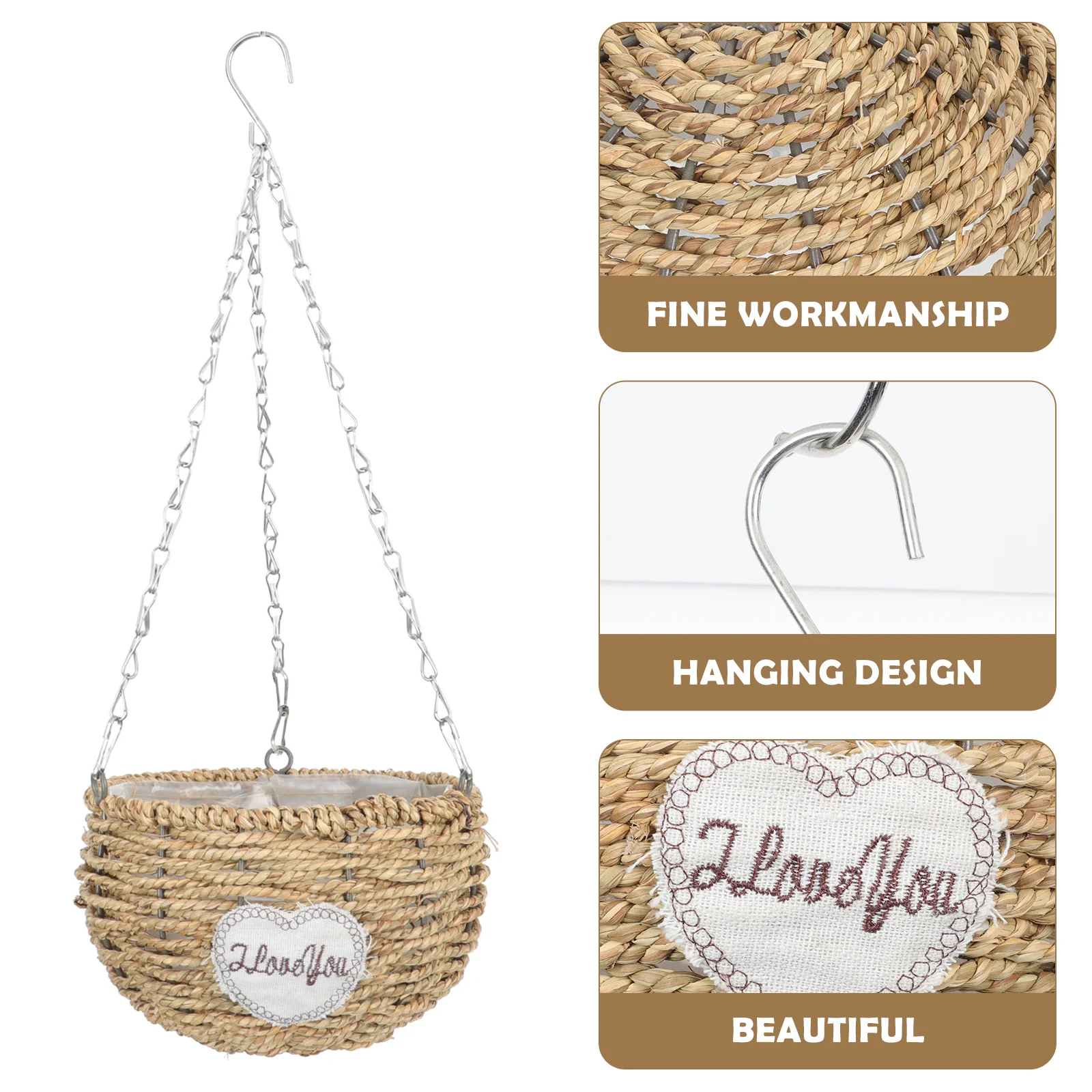 

1Pcs Round Shape Woven Flower Basket Durable Hanging Decorative Home Wall Plant Display Basket for Indoor Balcony Decor