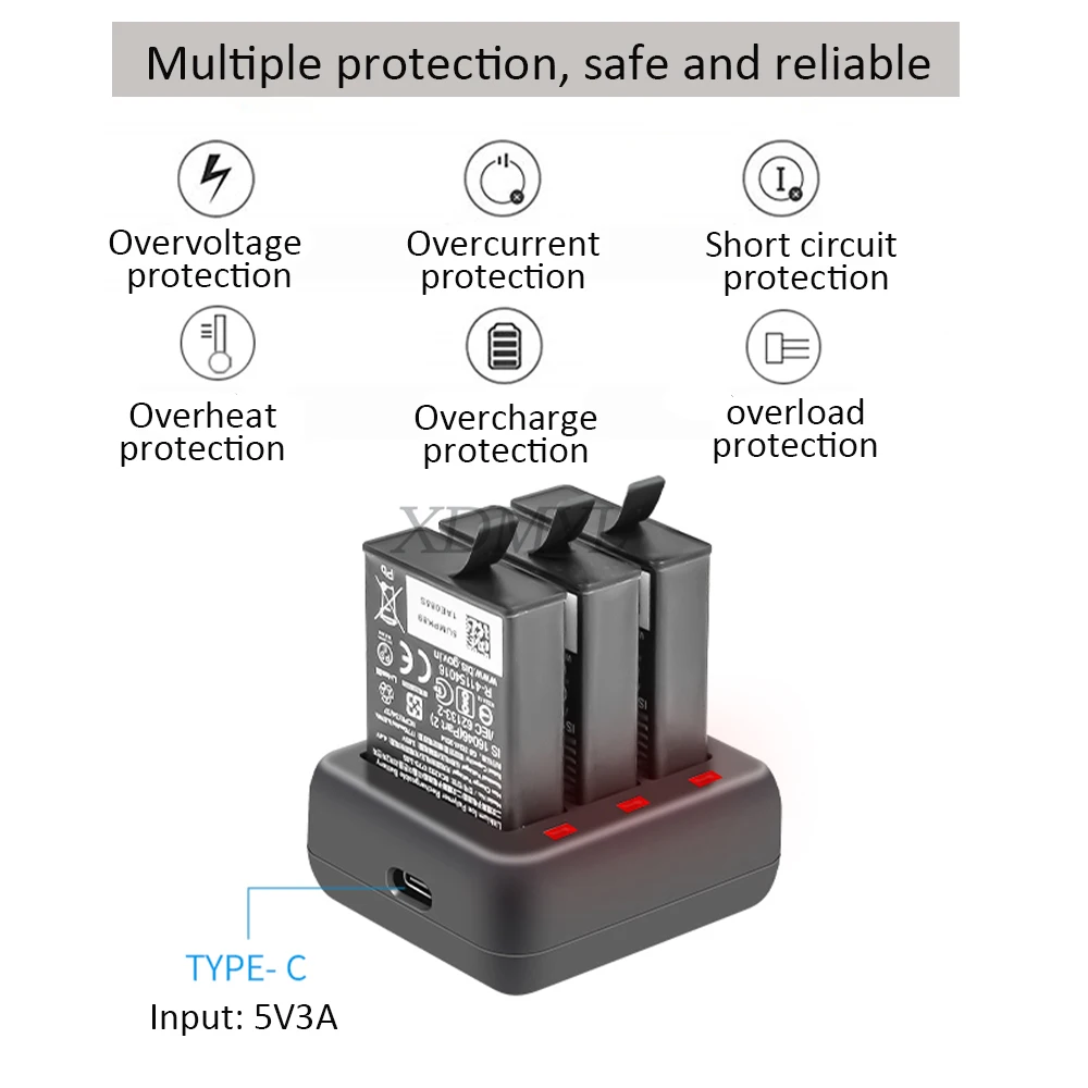 Dock di ricarica a LED supporto per indicatore di ricarica batteria Hub per caricabatterie USB veloce per DJI Action 4/Action 3 accessori per fotocamere sportive