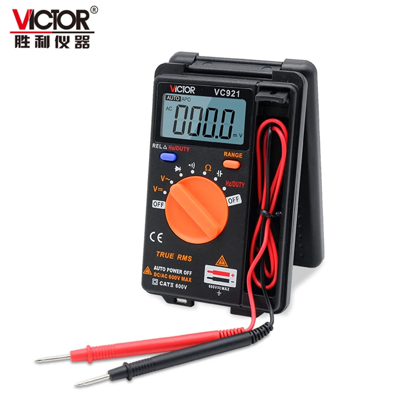 VICTOR-Mini Palm Digital Multi-Meter, Tensão Resistência Capacitância, Dobrável Multimetro, Tester Elétrica, 4000 Contagens