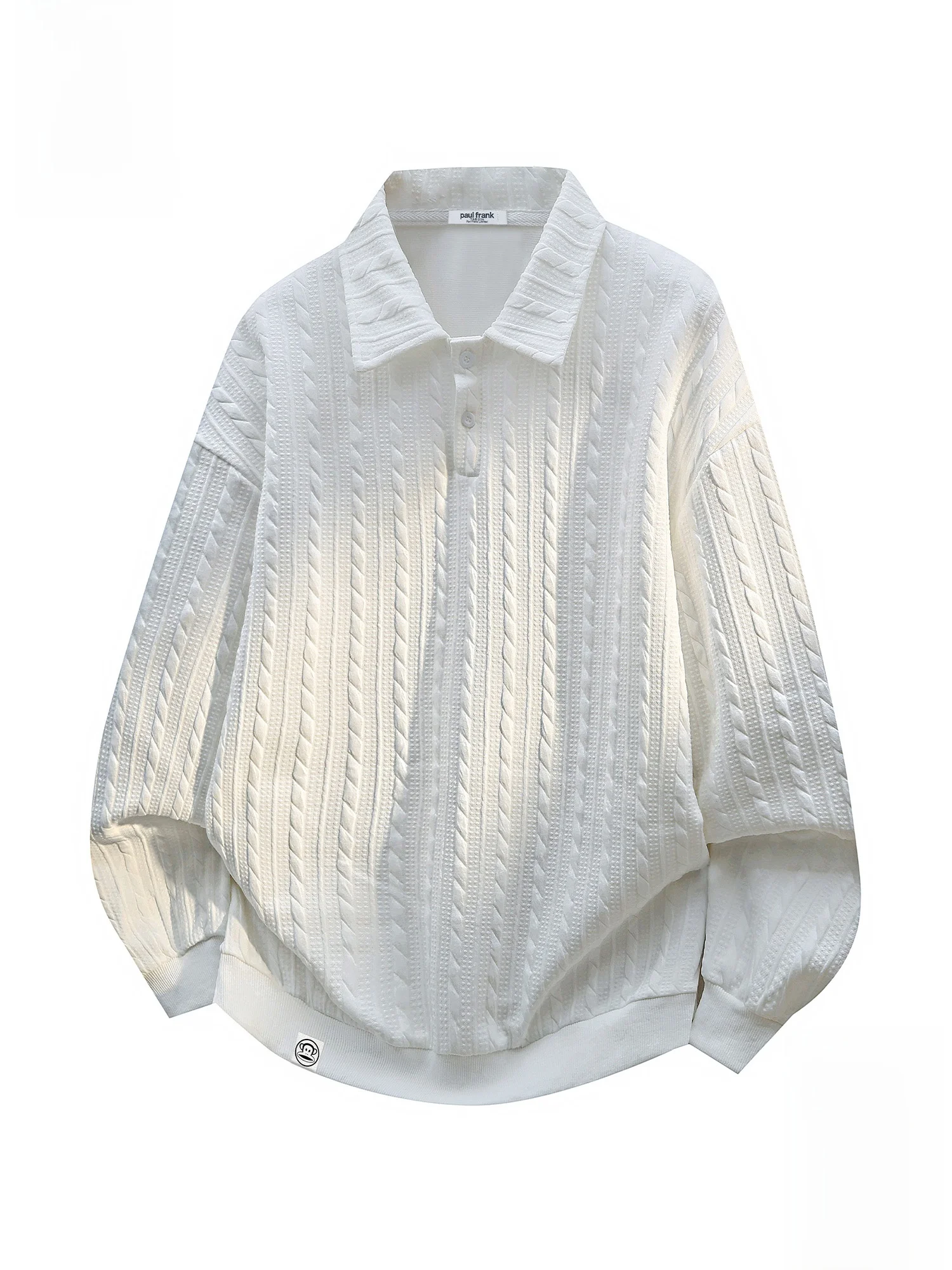 

PaulFrank Large Mouth Monkey Texture irt Men's Spring New Loose Casual Top Buttoned Long Sve Polyester Fiber