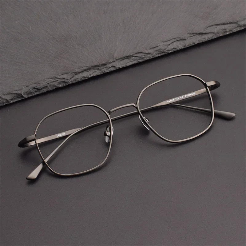 New Handmade Ultra Light Pure Titanium Eyeglasses Frame Rectangle Women's Anti Blue Light Prescription Glasses Male Japanese