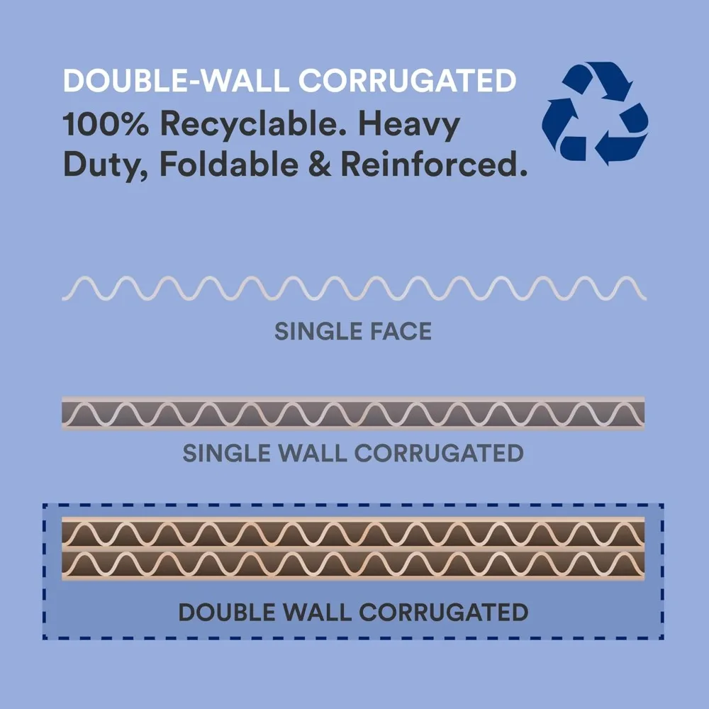 صناديق متحركة لخزانة الملابس شديدة التحمل بطول 20 بوصة طول × 20 بوصة عرض × 45 بوصة ارتفاع (3 عبوات) صناديق كبيرة من الورق المقوى المموج مع شريط تعليق،
