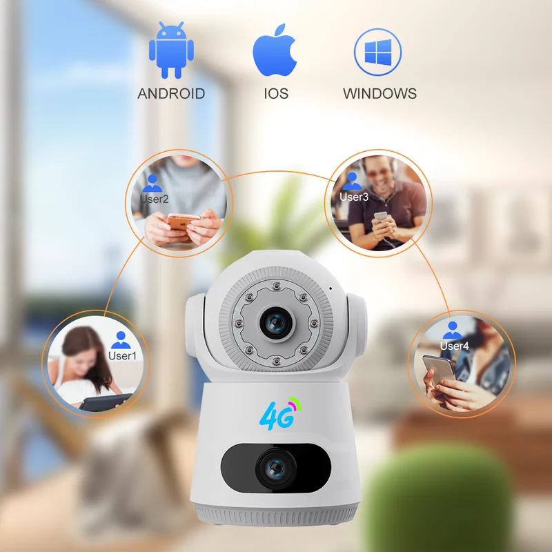 Dual Lens 6MP HD WiFi 4G PTZ Camera Indoor Home Security Baby Monitor with Night Vision Two-Way Audio