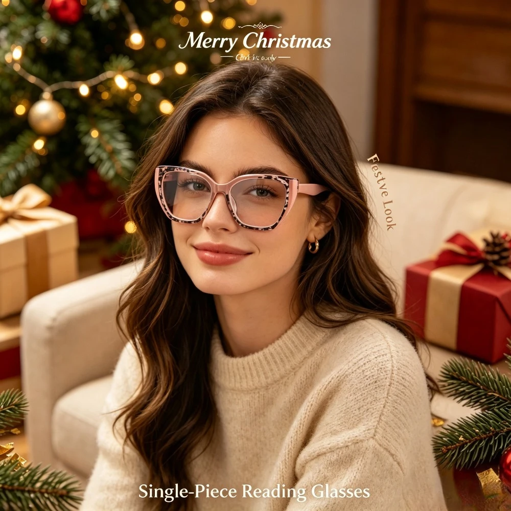 3-piece set of retro cat-eye reading glasses, contrasting leopard print large-frame glasses, unisex travel multi-combination set of holiday gifts, suitable for Christmas and Halloween gifts, random colors