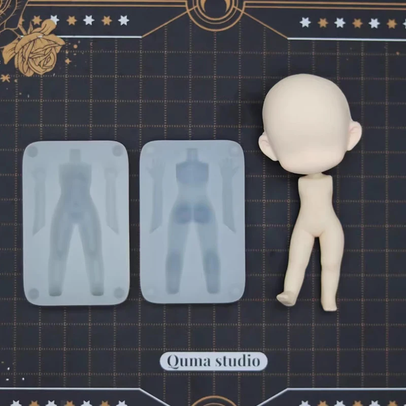 

Cute Version 8cm/6cm height Pottery Clay Doll Boy Body with Muscle details Silicone Moulds