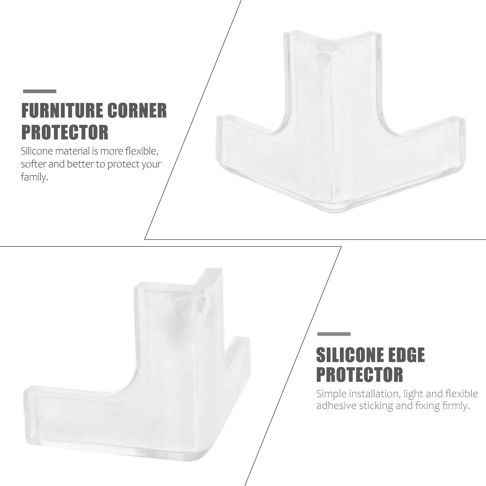 8Pcs Silicone Corner Guard Furniture Protector Soft Flexible Safety Cushion for Table Corner Pad Protector