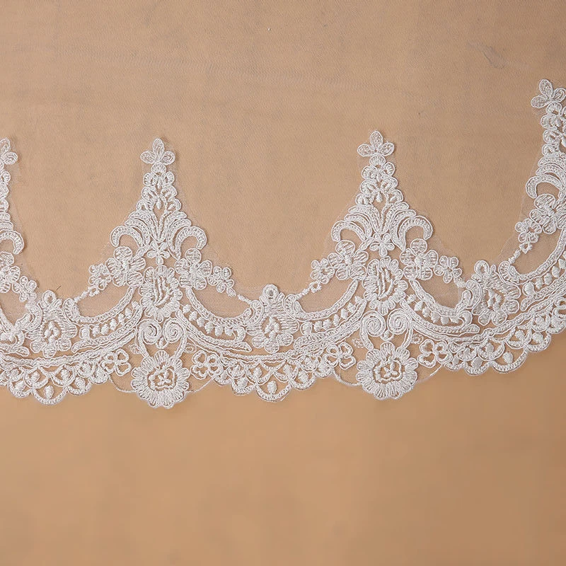 MisShow White Ivory Lace Applique Veils One Layer Cathedral Length Wedding Bridal Veil with Comb Long Woman Illusion Tulle 2026 image 3