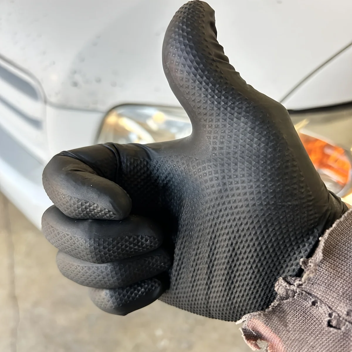 Extra dicke 8-mil-Hochleistungs-Einweg-Nitrilhandschuhe, mit Diamantstruktur, latex- und puderfrei, Sicherheitsschutz-Arbeitshandschuhe – Detail 13
