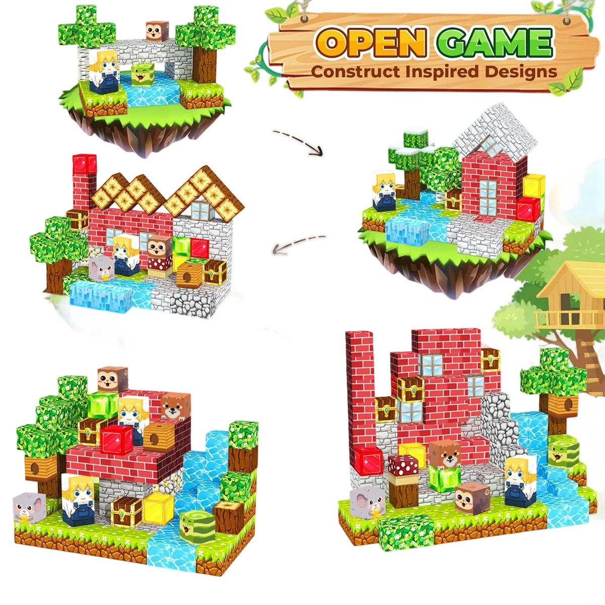 Magnetic Building Blocks 60-160PCS Magnet Cube Set for Boy Girl Kid Age 3+ DIY Model Children Stem STEM Sensory Toy Gift